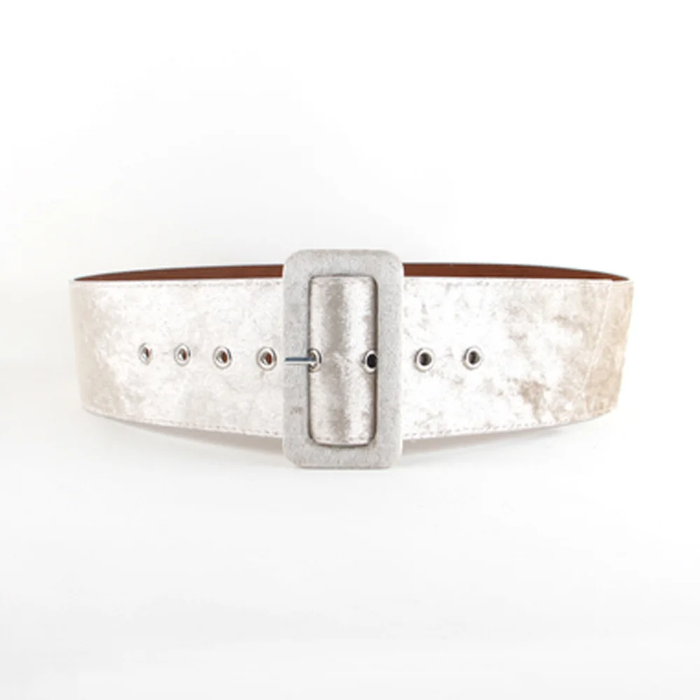 Beige-M (7cm) Дамская мода прямоугольная пряжка широкий пояс женские джинсы платье пояс LLBLT0123 - Цвет: Beige-M (7cm)