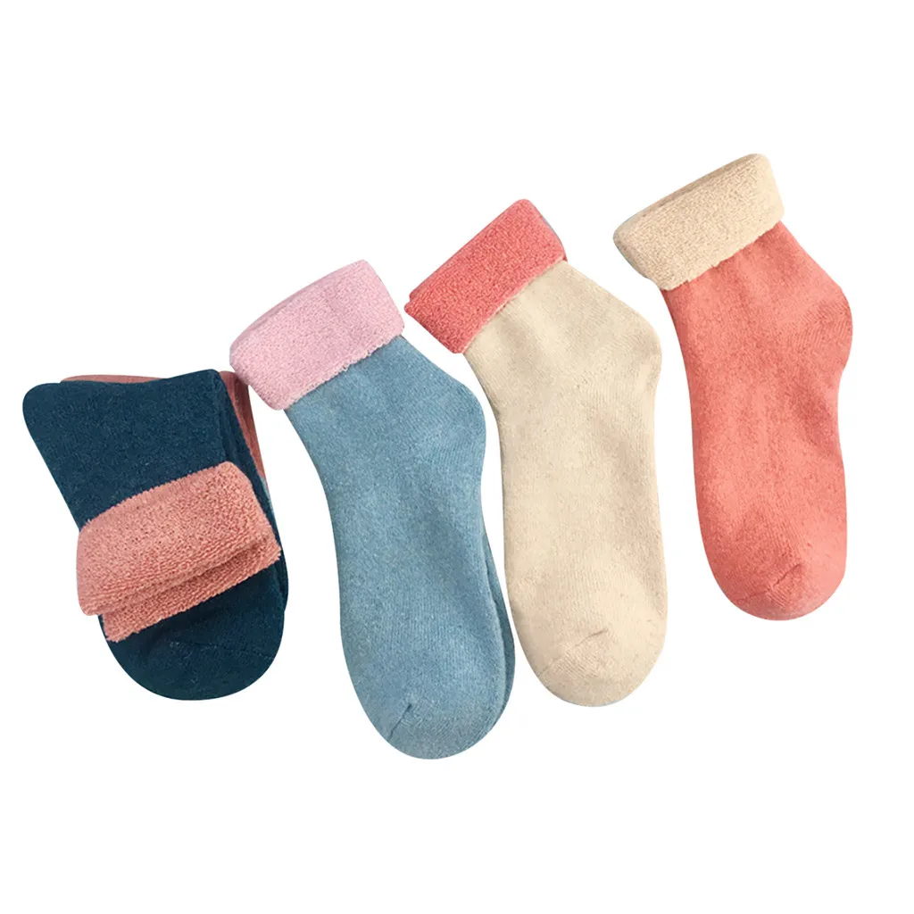 5 Pairs ladies solid thick socks warm creative cute office casual cotton socks fashion couples sister gifts autumn winter new