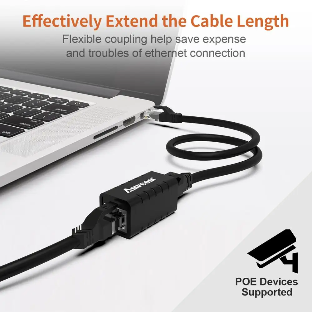 AMPCOM RJ45 муфта 8P8C f-удлинитель Разъем LAN адаптер Встроенный Cat7/Cat6/Cat5e кабель Ethernet-молниезащиты