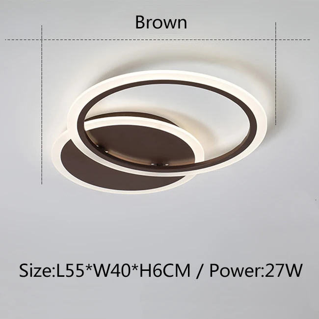 Brown L55xW40CM Белая/коричневая современная светодиодная Люстра для спальни, гостиной, металлическая+ акриловая люстра, люстра для потолка - Цвет абажура: Brown L55xW40CM