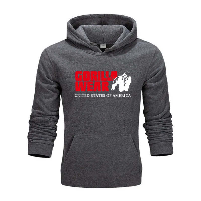 dark gray Бренд Gorilla wear, Красочные мужские хип-хоп уличные однотонные флисовые мужские толстовки, Мужская Утепленная одежда, Зимние толстовки, свободная толстовка - Цвет: dark gray
