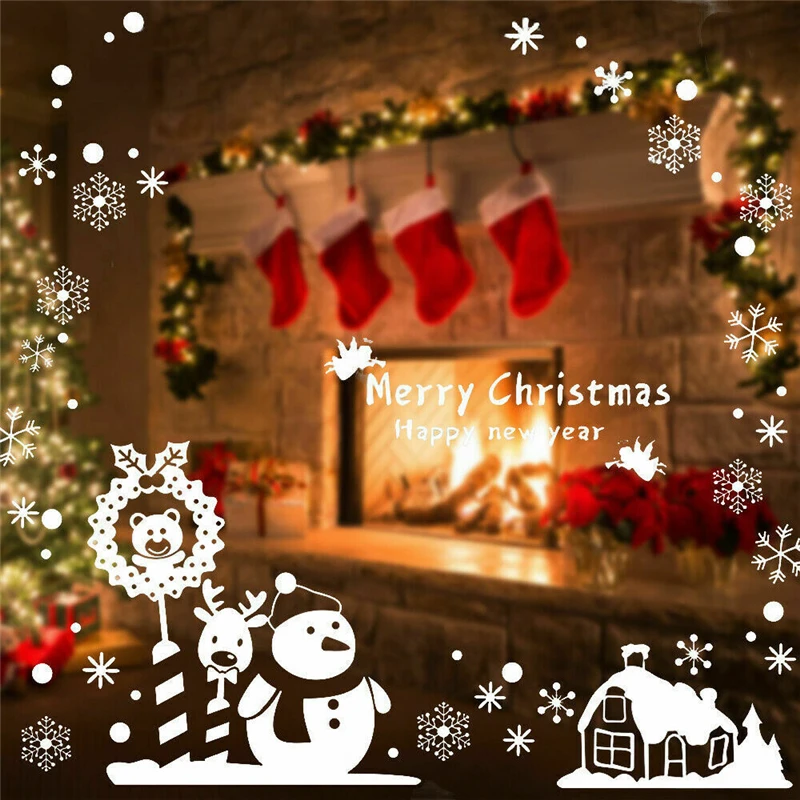 Рождественские наклейки на окна, детская комната, многоразовая белая Рождественская Снежинка, наклейки на окна, украшения, наклейка, декор на год - Цвет: 6