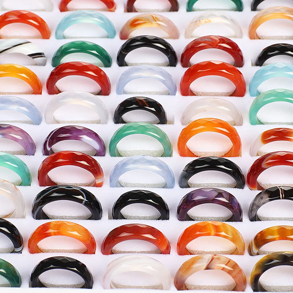 Großhandel Bulk Lots Damen 50 Stück Facettierte Mischfarbe Stein Fingerringe Band Paar Hochzeit Verlobung Herrenring KOSTENLOS – Detail 5