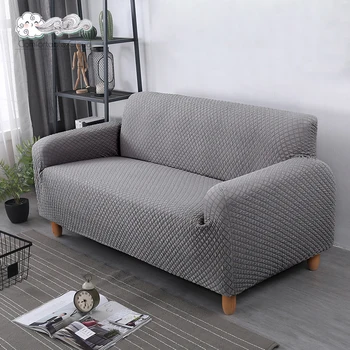 

Couch Cover Elastic Checkered Sofa Cover Slipcovers Solid Color Sectional Sofa Slipcover Home Decoration Sofa Protector