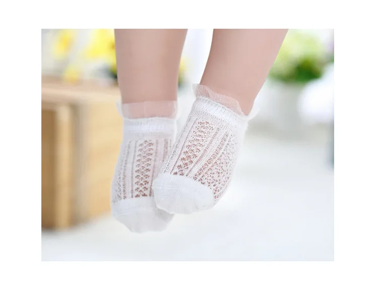 [ Hollow out No-show Socks] Spring And Summer Lace Mesh Thin Cotton Medium And Small Infants Children Baby Socks