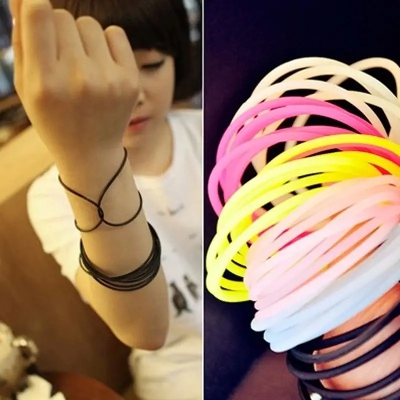 Adult Wristband Round Silicone Bracelet Bangles Neon Fluorescent Luminous Rubber Bracelet Mix Color Sport Casual Jewelry Gift bracelet jewelry