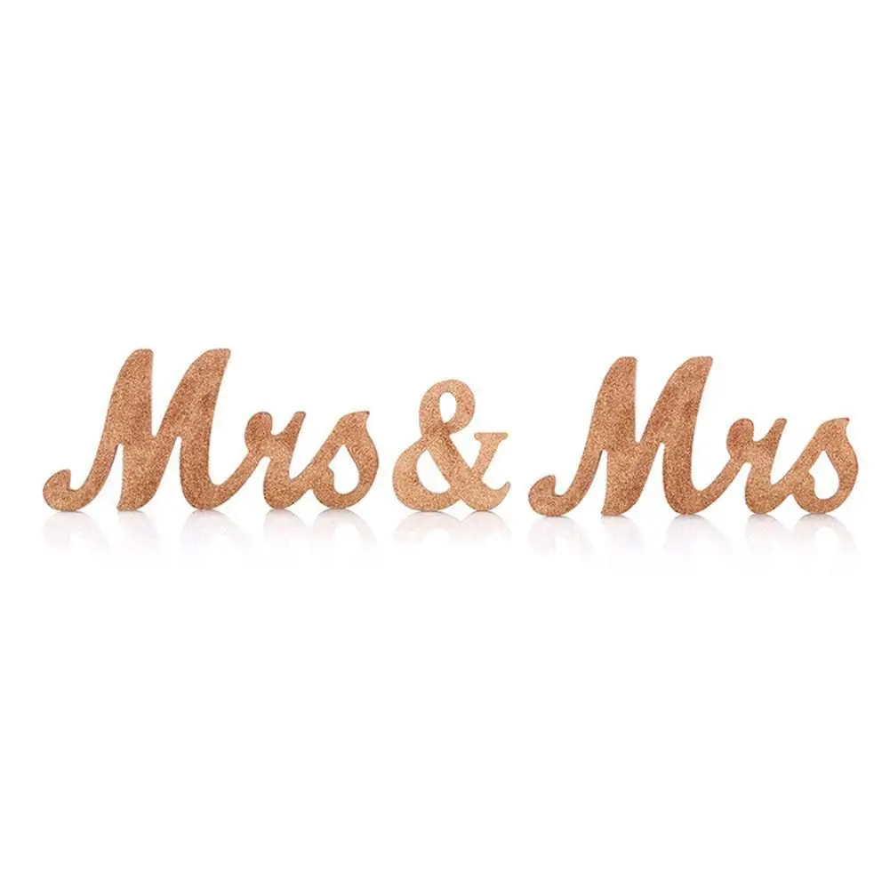Rose gold 2 Деревянные розовые золотые блестящие буквы MR& MR/MRS& MRS, свадебные украшения, вечерние украшения для стола, аксессуары для украшения дома - Цвет: Rose gold 2