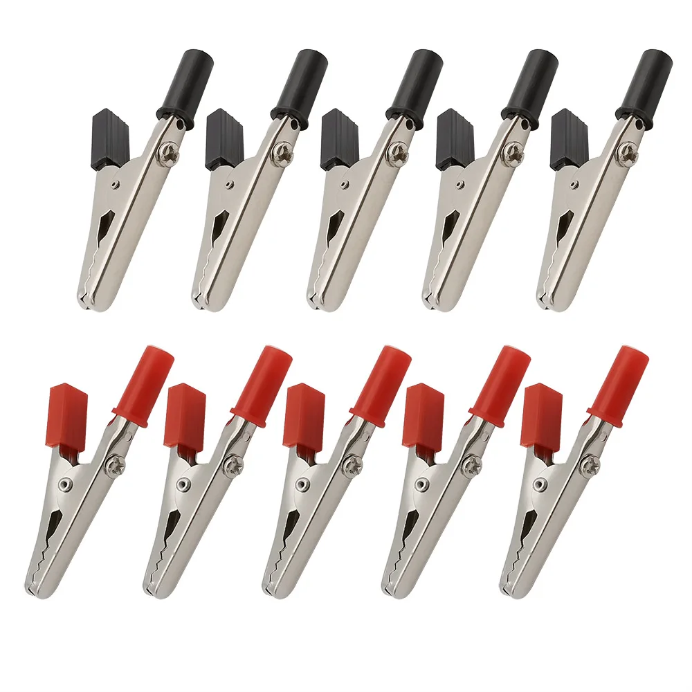 Alligator clips 10Pcs Alligator Clips Electronic Metal Clamp Nickel plated iron nsulated Crocodile Clips For Power Supply Battery 55mm