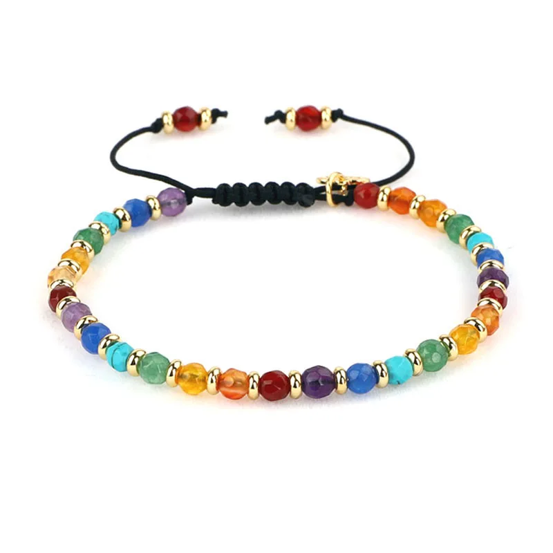 New Women Jewelry Bracelet 4mm Faceted Natural Stone Bead Adjustable Macrame Bracelet Lady Gift