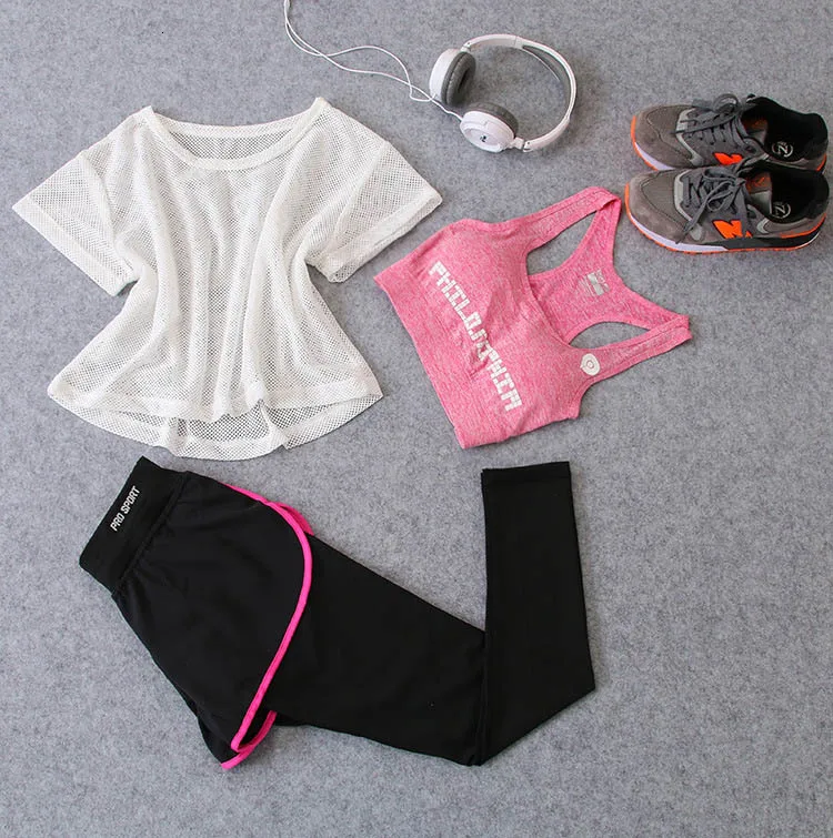 Комплект из 3 предметов, Женский костюм для йоги, одежда для фитнеса, спортивная одежда для женщин, спортивная одежда для тренировок, спортивная одежда для бега, костюм для йоги, комплекты - Цвет: B