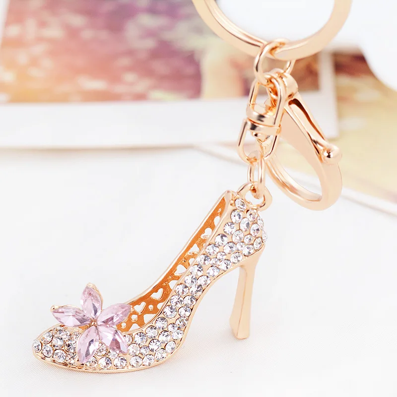 

1PCS Cute Elegant High Heel Shoe Keychain Rhinestone Crystal Purse Car Key Chain Bag Decorative Alloy Keyring Keychains