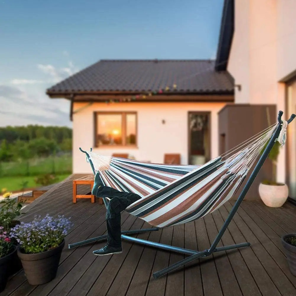 200x150cm Home Indoor Large Without Stand For Bedroom Thicken Widened Foldable Portable Garden Stripe Canvas Hammock Sleeping hammock straps