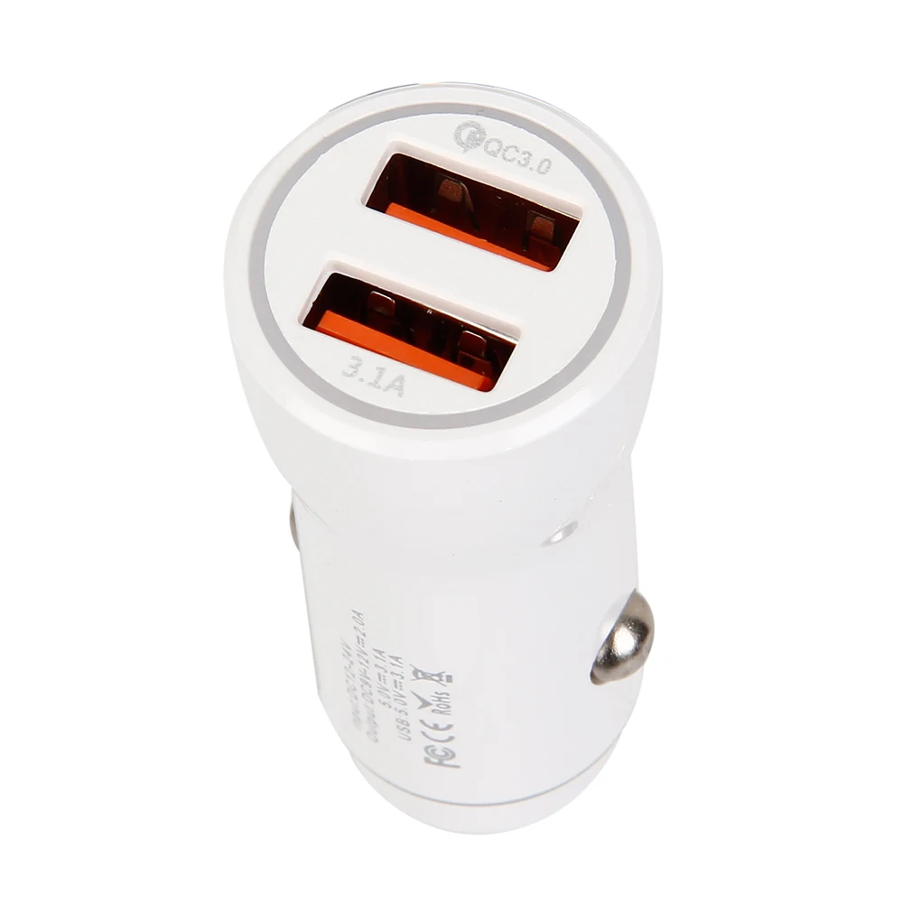 2 двойной порт USB Быстрая автомобильная сигарета 33 Вт Быстрая зарядка QC 3,0 для iPhone samsung - Название цвета: Белый