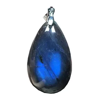 

Natural Labradorite Necklace Pendant Jewelry For Woman Man Blue Light Crystal 33x20x11mm Beads Silver Moonstone Gemstone AAAAA