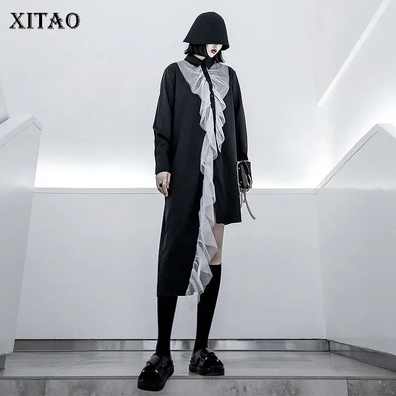 XITAO сетки кружева сшивание женщин s Топы и блузки нерегулярные миноритарные