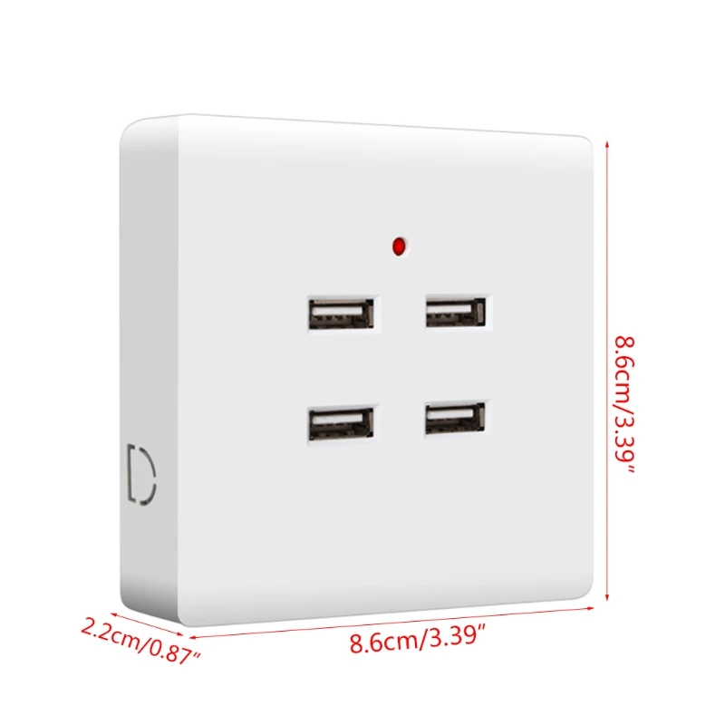 2/4 Ports USB Electrical Socket Wall Mounting Charger Station Power