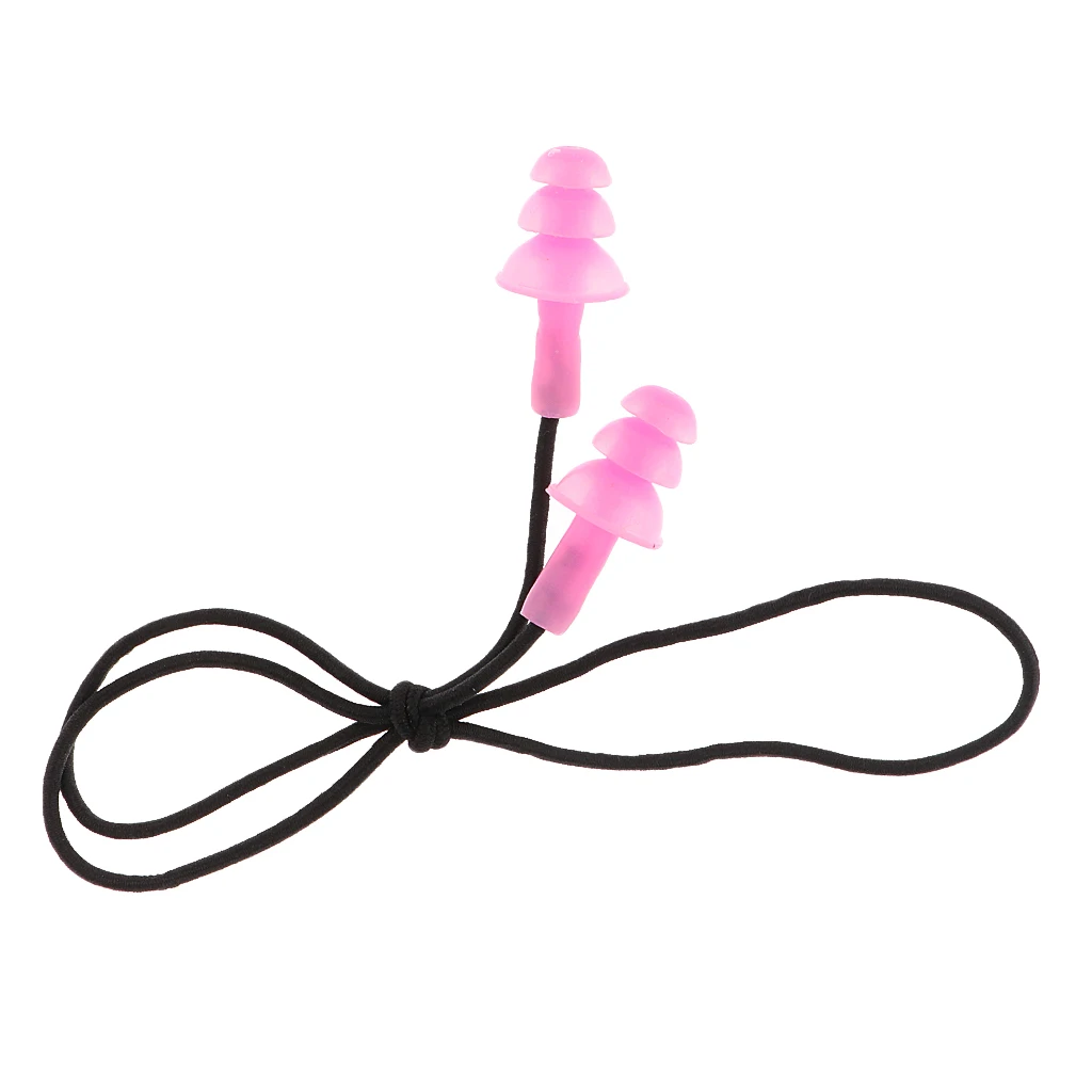 1 Pair Soft and Flexible Ear Plugs With String Cord for Swimming or Sleeping Silicone Swimming Earplugs Ear Protection