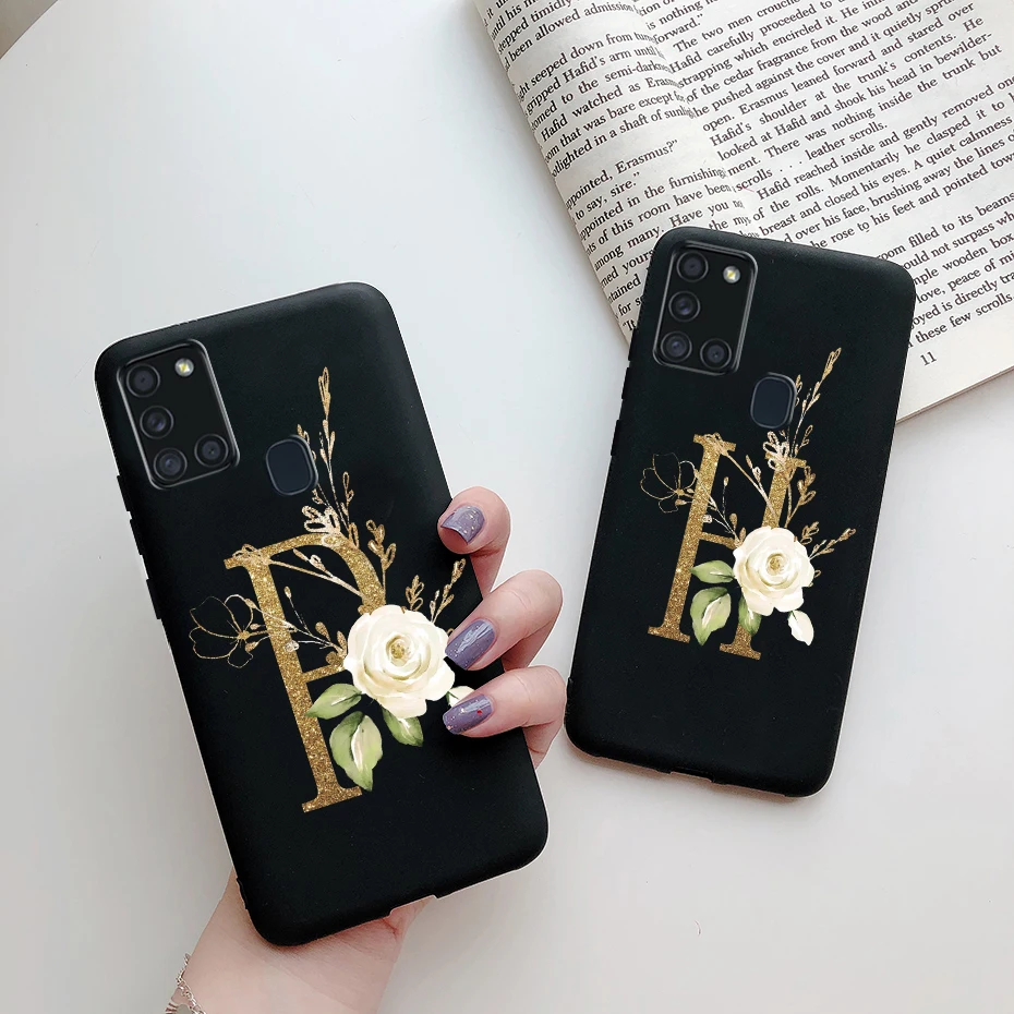 Cute Letter Silicone Soft Phone Case Cover for Samsung Galaxy A21s, 6.5'' Coque s
