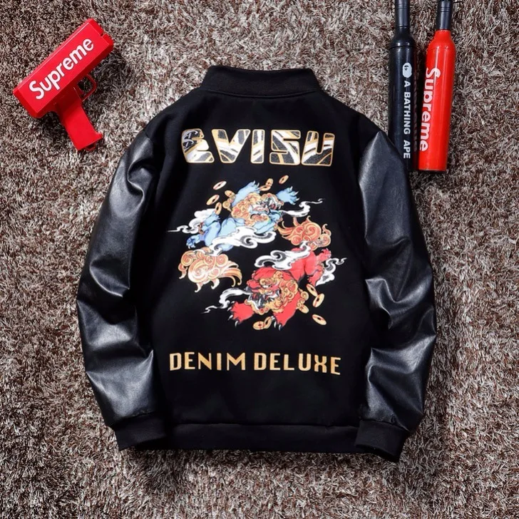 Подлинный Evisu, осенне-зимнее Мужское пальто, куртка, высокое качество, модный теплый дышащий мужской женский синтетический Тренч для пары - Цвет: Черный