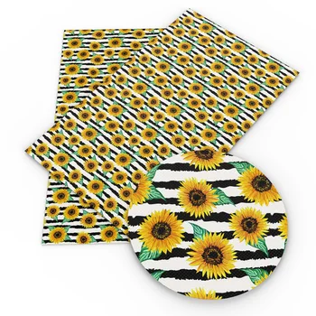 

David accessories 20*34cm Sunflower Print Faux Leather Fabric Sheets DIY Bows Earrings Crafts Synthetic Leather,1Yc10480