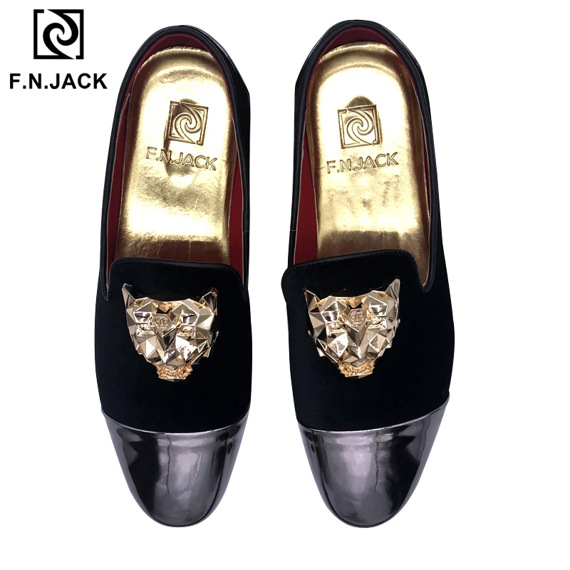F.N.JACK Classic Black Men's Shoes Casual Loafers with Metal Hardware Decoration Basic Velvet Slip on Man | Обувь