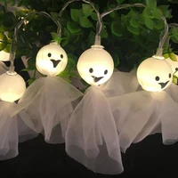 Guirnalda de luces Led para Halloween, guirnalda decorativa de hadas con calabaza fantasma para interior y exterior, suministros para Festival de gasa