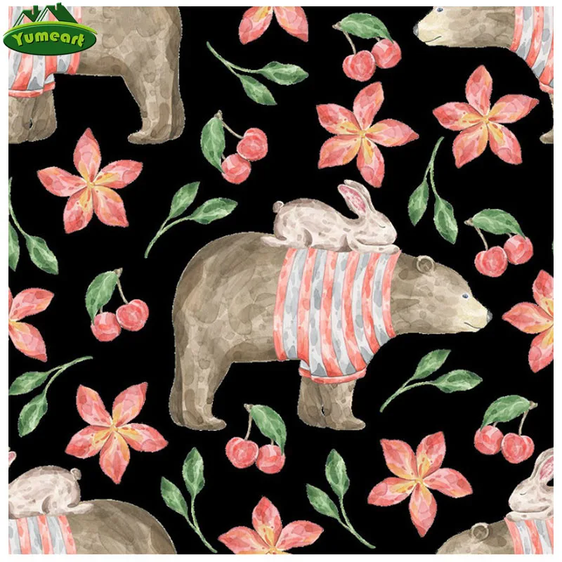 Алмазная вышивка YUMEART с квадратными стразами картина изображением медведя и