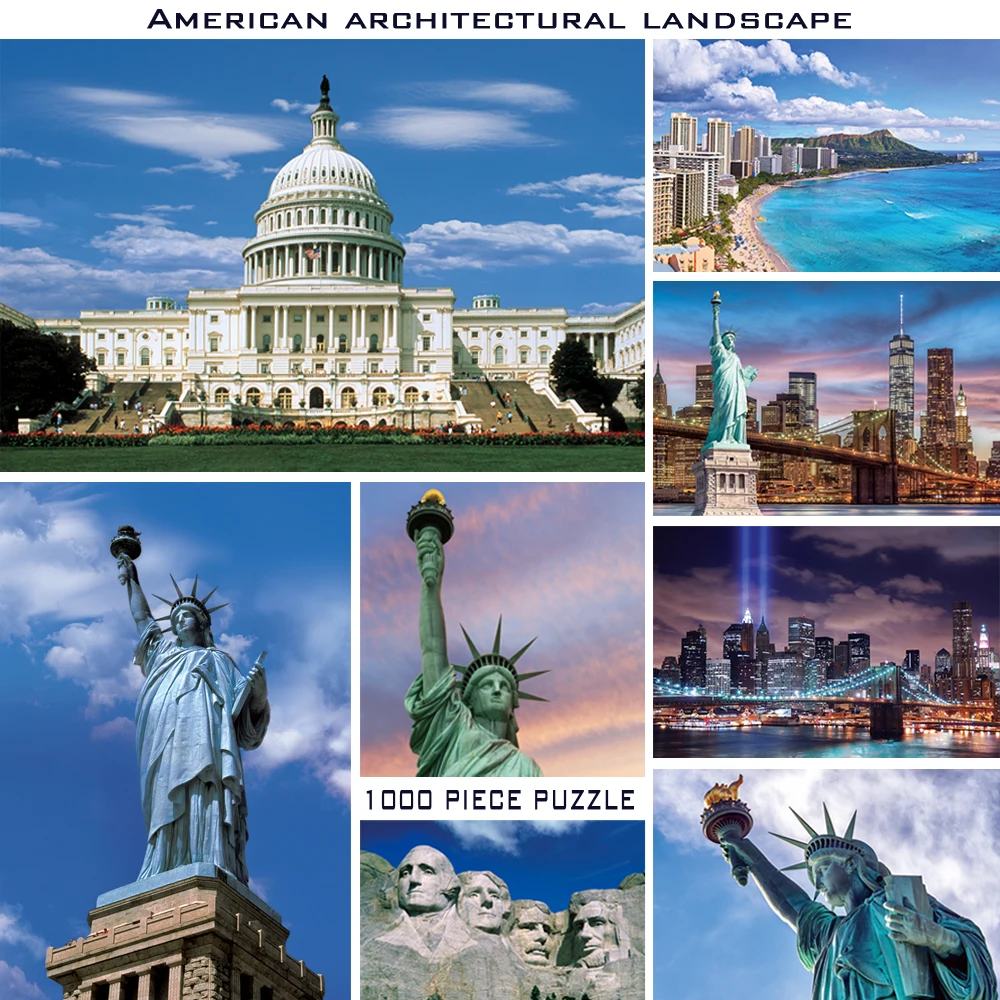 

1000 children adults learn entertainment gifts to reduce stress American architecture tourism landscape hanging picture puzzle