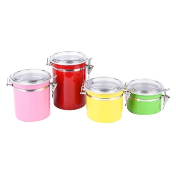 

4-Piece Stainless Steel Canister with Airtight Clamp Lids,Food Storage Container for Tea,Coffee,Snacks,Milk Powder,Beans