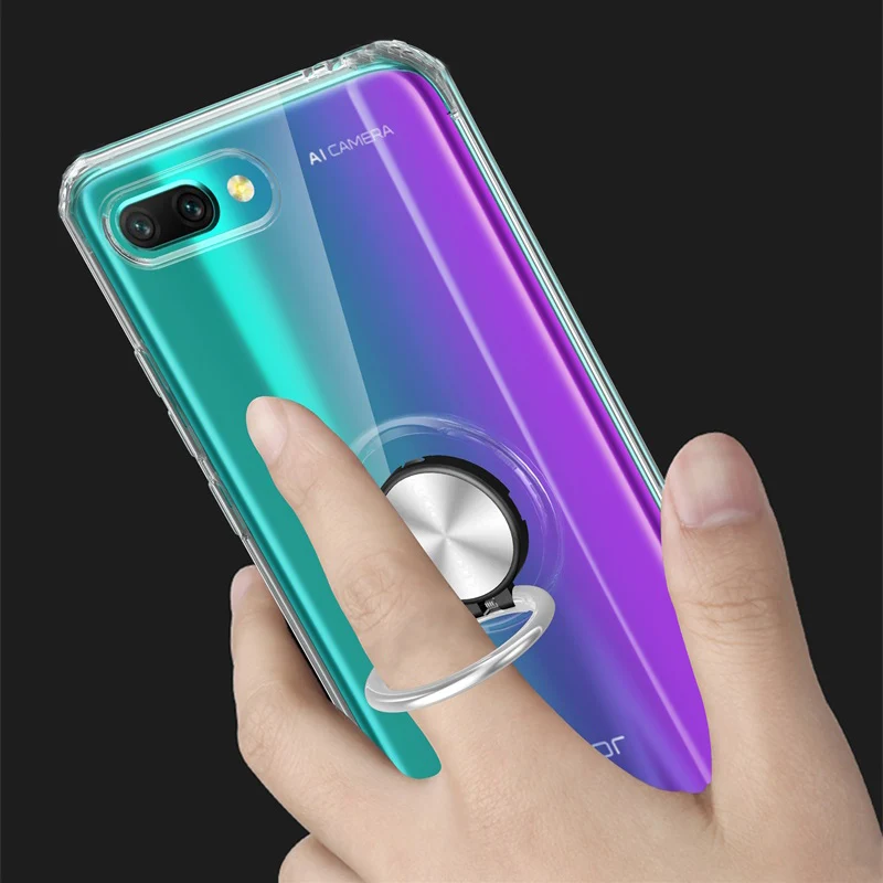 Роскошный противоударный мягкий чехол с держателем для huawei Honor 10, полный Чехол для huawei Honor 10, чехол с магнитным кольцом