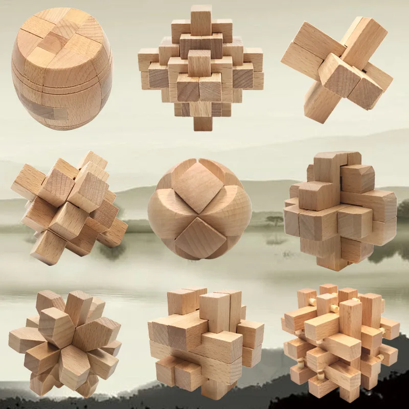 

Adult Children'S Educational Toy Burr Puzzle Luban Lock AB Two-Intellectual Wooden Educational Unlock Disassembly Toy
