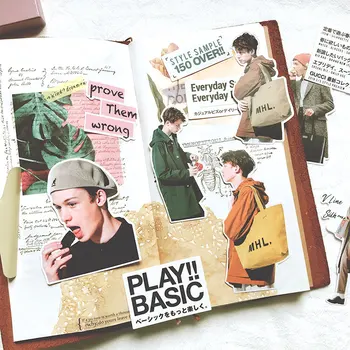 

12Pcs/Bag Japanese Man Boy Fashion Style Sticker Magzine DIY Craft Scrapbooking Album Journal Happy Planner Decorative Stickers