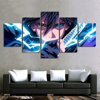 

Modular Poster Pictures 5 Pieces Canvas Painting Japan Anime Naruto Sasuke Wall Art Prints For Living Room Home Decoration