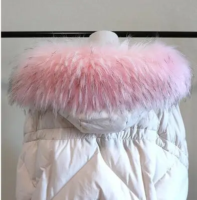 pink black tip Осенне-зимний женский шарф из енота, лисы, воротник из искусственного меха, шарф с капюшоном, мех меховой воротник, шарф R1934 - Цвет: pink black tip