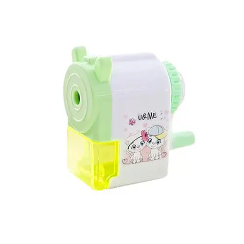 Зеленый Style Hand Crank Mechanical Student For Sharpener Kids Sharpener Accessory Print Creative Cartoon Supply School Pencil - Цвет: Зеленый
