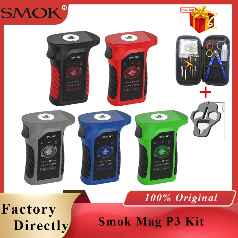 Free gift SMOK Mag P3 230W 1.9" HD Touch Screen Vape Box MOD 230W& IQ-M Chipset SMOK MAG no Dual 18650 Battery vs aegis legend