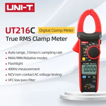 Цифровой мультиметр-зажим UNIT UT216C, тестер для измерения постоянного и переменного тока, частоты, емкости, температуры и бесконтактного индик...