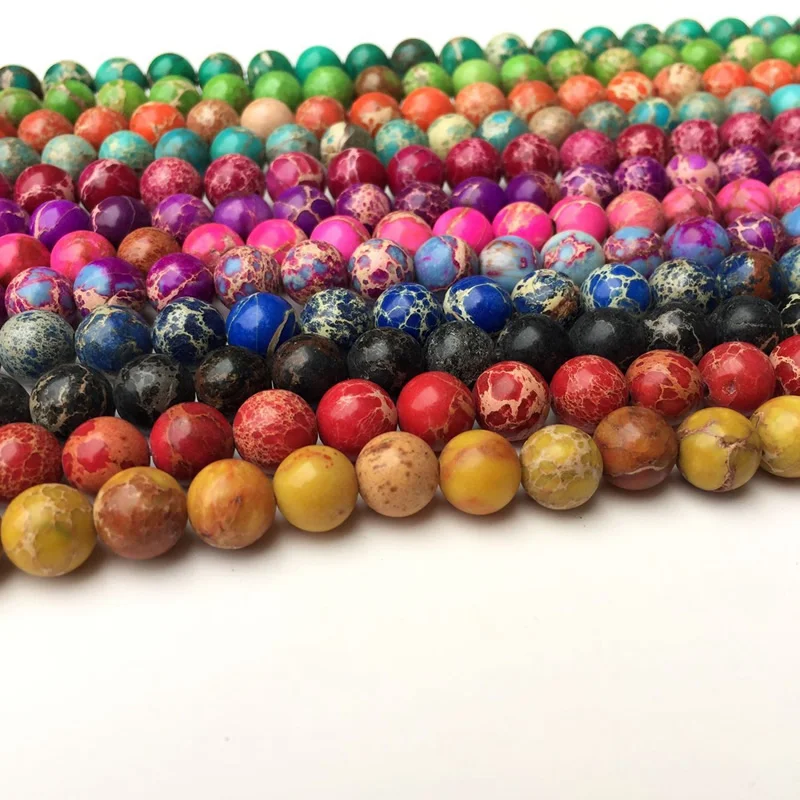 

Natural Stone Beads Blue Sea Sediment Round Loose Beads For Jewelry Making DIY 15.5" Pick Size 4 6 8 10 12mm Wholesale