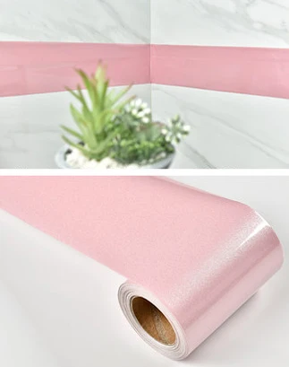 5 м назад с клеем мозаика линия талии стикер стены ванная комната водонепроницаемый декоративные настенные наклейки «Граница» самоклеющиеся кирпичные обои - Цвет: Shiny Pink