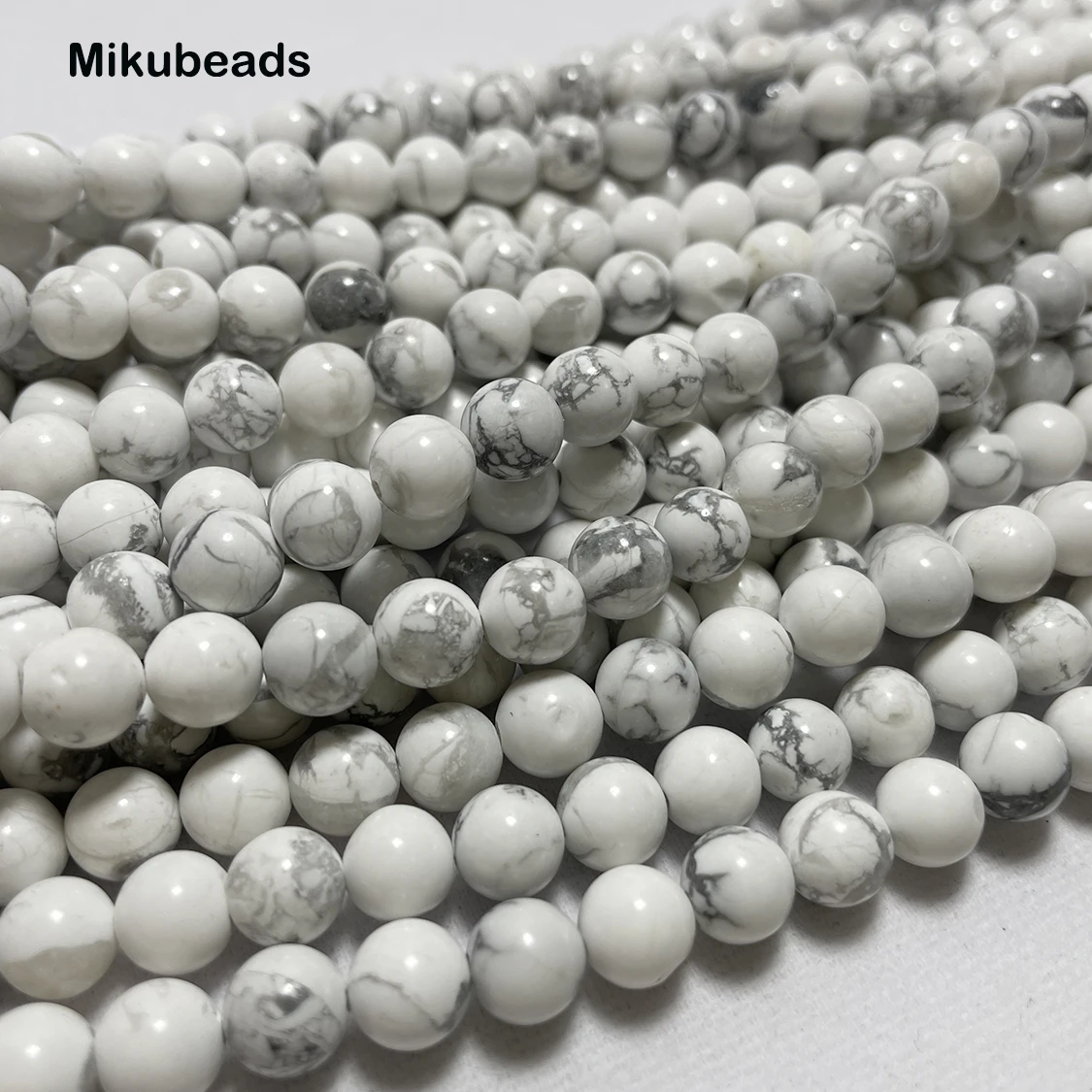 Loose Gemstone Beads Natural Stone 6mm 8mm 10mm White Howlite Turquoises Smooth Round Loose Beads 15" Strand For Jewelry gift loose gemstone beads loose beads