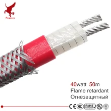 40 Вт 9 мм 50 м длительный срок службы огнеупорная водопроводная труба дорожная крыша силиконовая резина PTFE Изоляция оттепель нагревательный кабель тепло лента