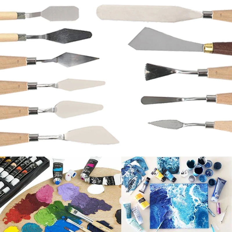 11Pcs Palette Texture Scraper Drawer artist Painter watercolor Pigment Scrape Student Tool Paint Art Oil Mix Draw Spatula