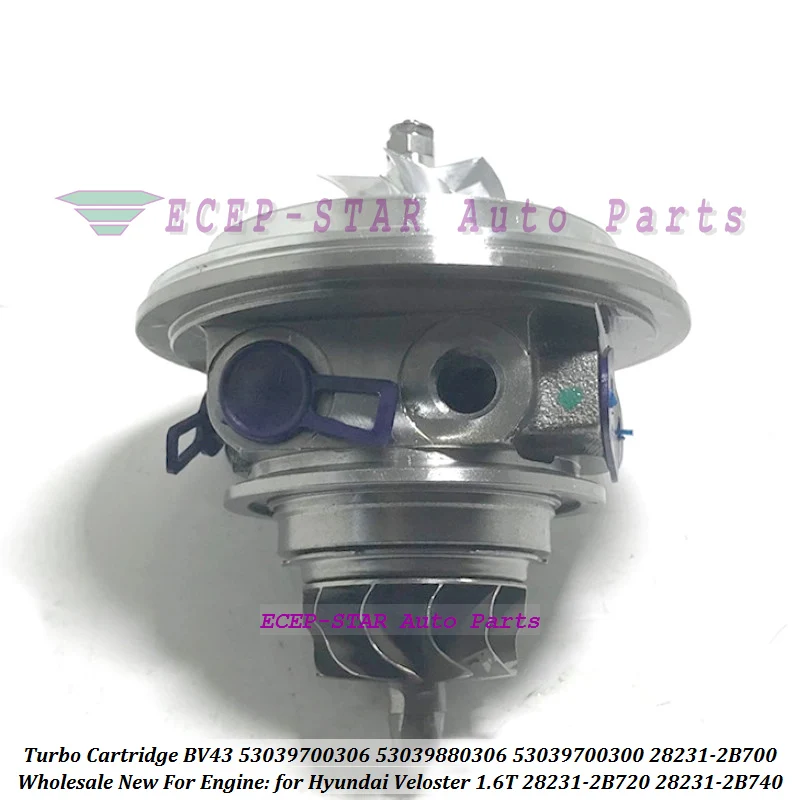 Заготовки турбо картридж CHRA BV43 53039700306 53039880306 53039700300 28231-2B700 282312B720 282312B740 для Hyundai Veloster 1,6 T