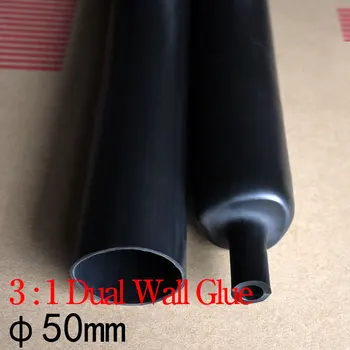 

1.22M 50mm Diameter PE 3:1 Ratio Heat Shrink Tube Adhesive Lined Dual Wall With Thick Glue Wire Wrap Waterproof Kit Cable Sleeve