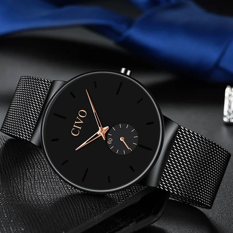 Reloj Hombre CIVO, новинка, мужские часы, Лидирующий бренд, роскошные кварцевые наручные часы, мужские сетчатые стальные водонепроницаемые спортивные часы, Relogio Masculino