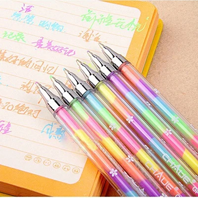 1PC Korean Stationery Cute Design Ink 6Colors Highlighter Pen Marker Stationery Point Pen Colorful Writing Supplies