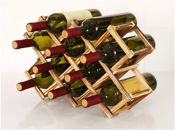 

3/6/10 Bottle Storage Rack Pine Wood Folding Wine Racks Solid Wood Wine Shelf Multi-bottle Storage Ornaments Red Wine