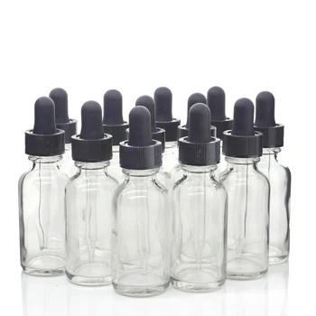 

12pcs 1 Oz 30ml Clear Glass Dropper Bottle with glass eye dropper pipettes for essential oils argan e liquid empty refillable