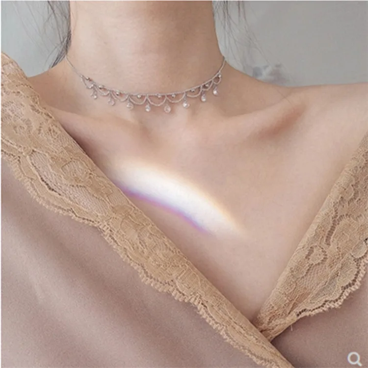 

S925 Fine Silver Choker Japanese Korean Simple Birthday Students Creative Versatile Cool Necklace Neck Ring Necklace Women's Sou