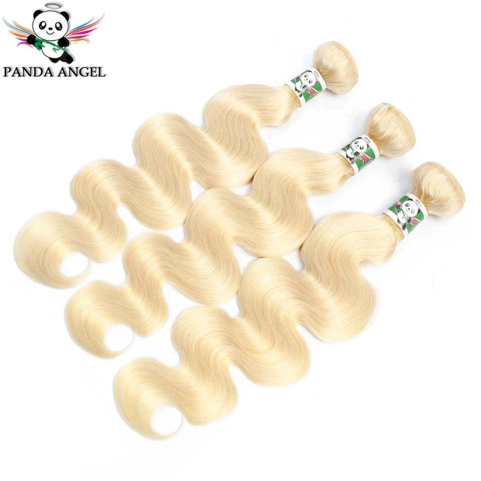 Перуанские объемные волнистые пряди Panda Angel, 613 блонд, 3 шт., Омбре пряди, человеческие волосы, плетение для наращивания для черных женщин, 8-28 дюймов, Remy